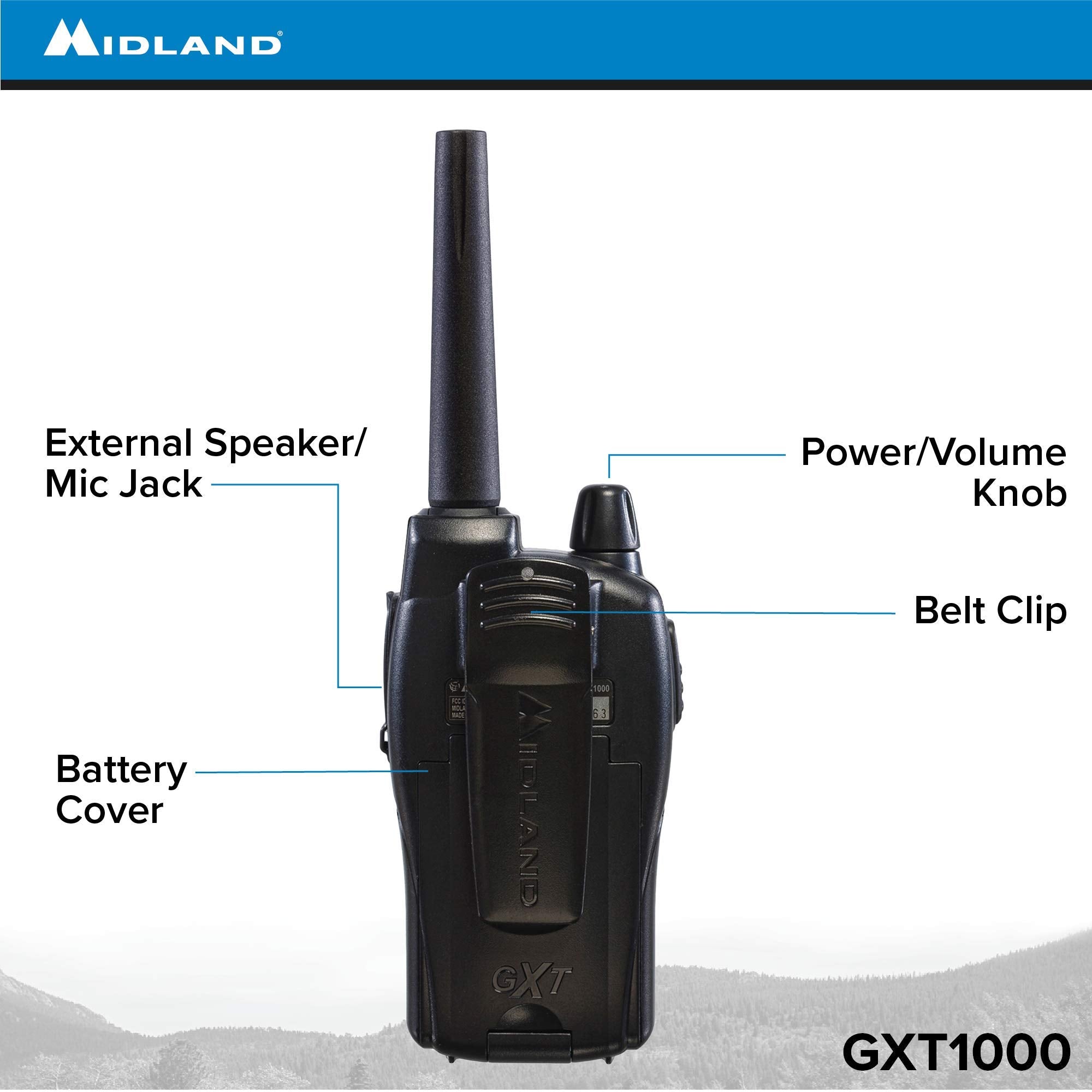 Midland Gxt1000Vp4 50 Channel Gmrs Two Way Radio   Up To 36 Mile Range Walkie Talkie   Black/Silver (Pack Of 8)
